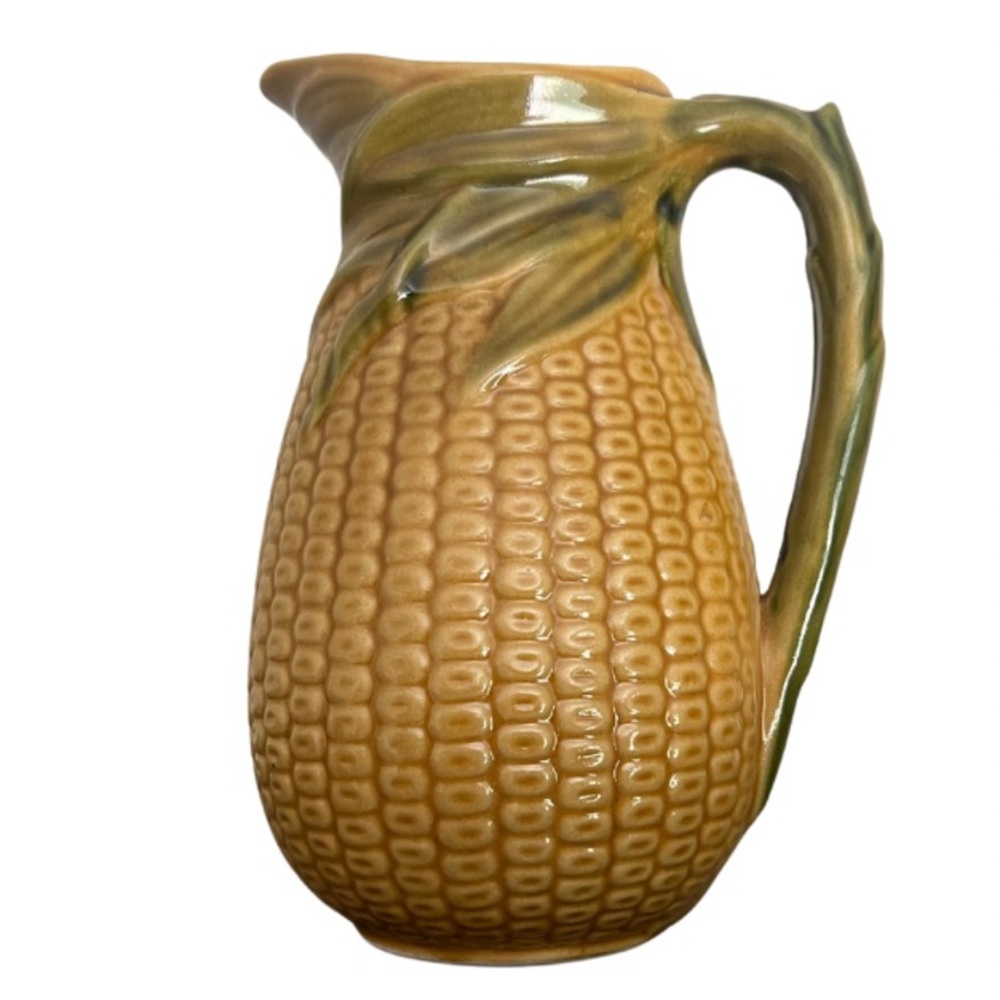 EUC Vintage Griffin Smith Hill Etruscan Majolica Corn Pitcher